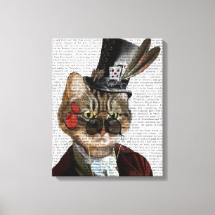 Phileas Feline Steampunk Cat & Top Hat Canvas Afdruk