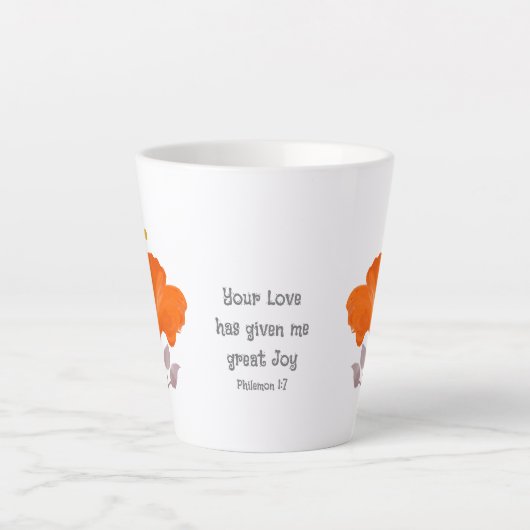 Philemon 1:7 Christelijke Tropische Hibiscusbloem Latte Mok (Voorkant)