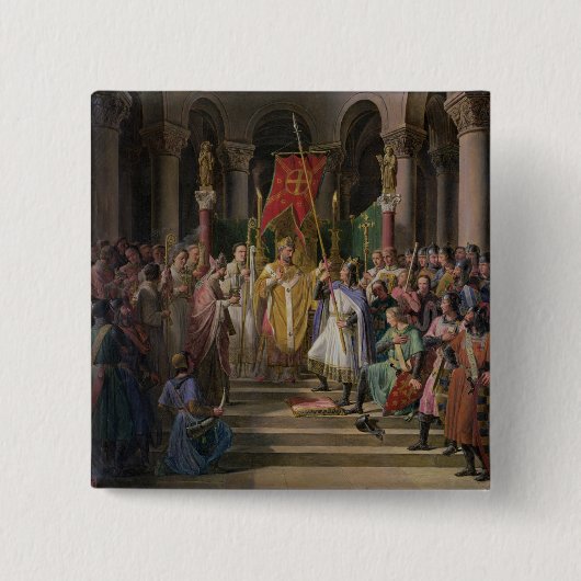 Philip Augustus King van Frankrijk Vierkante Button 5,1 Cm (Voorkant)