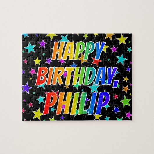 PHILIP First Name, Fun "HAPPY BIRTHDAY" Legpuzzel (Horizontaal)