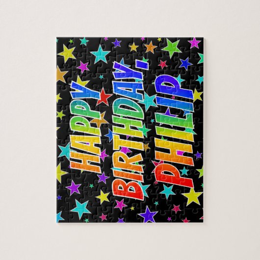 PHILIP First Name, Fun "HAPPY BIRTHDAY" Legpuzzel (Verticaal)