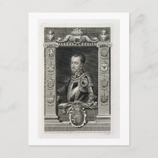 Philip II (1527-98) King of Spain from 1556, engra Briefkaart (Voorkant)