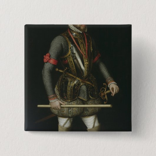 Philip II van Spanje Vierkante Button 5,1 Cm (Voorkant)
