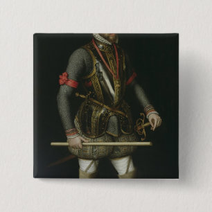 Philip II van Spanje Vierkante Button 5,1 Cm