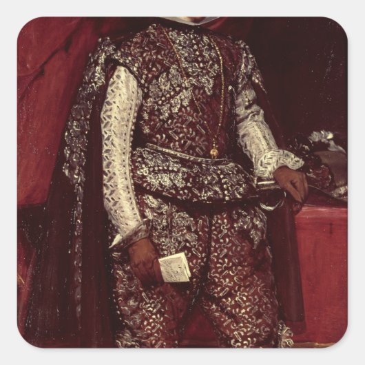 Philip IV van Spanje in Brown en Silver Vierkante Sticker (Voorkant)