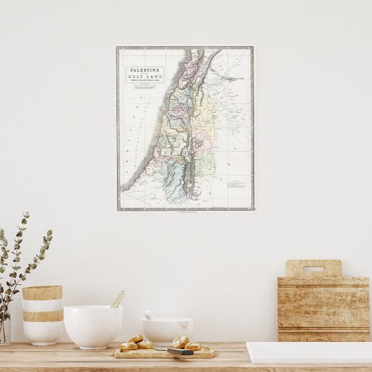 Philip Map van de 12 stammen - gedateerd 1852 Poster (Keuken)