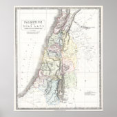 Philip Map van de 12 stammen - gedateerd 1852 Poster (Voorkant)