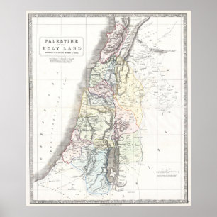 Philip Map van de 12 stammen - gedateerd 1852 Poster