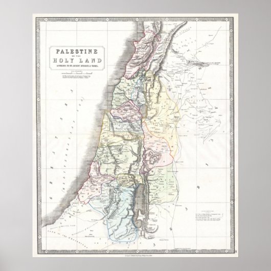 Philip Map van de 12 stammen - gedateerd 1852 Poster (Voorkant)