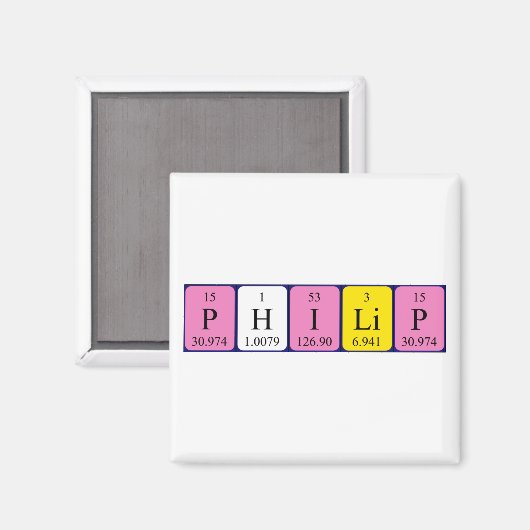 Philip Periodic table name magnet (Voorkant / Achterkant)
