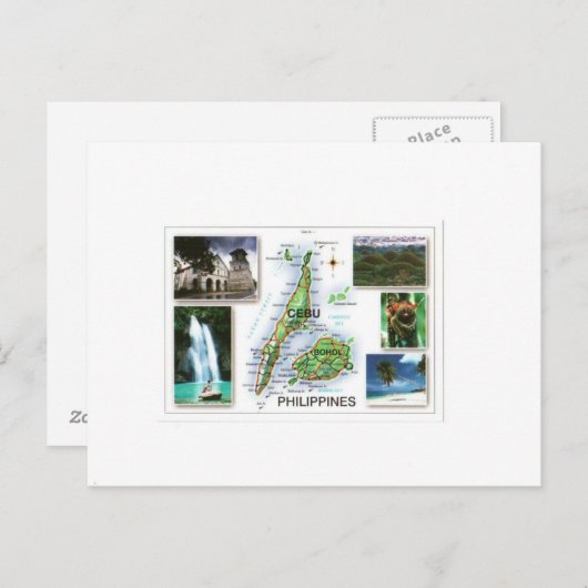 PHILIPINES CEBU/BOHOL MAP BRIEFKAART (Voorkant / Achterkant)