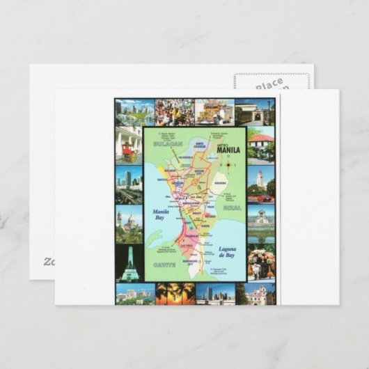 PHILIPINES MANILA MAP BRIEFKAART (Voorkant / Achterkant)