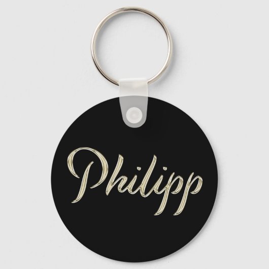 Philipp Name whitegold Button Schlüsselanhänger Sleutelhanger (Voorkant)