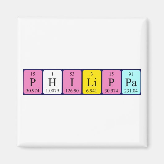 Philippa periodiek table name magnet (Voorkant)
