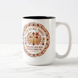 Philippenzen 4:13 koffiemok Christelijke Bijbeltek Tweekleurige Koffiemok