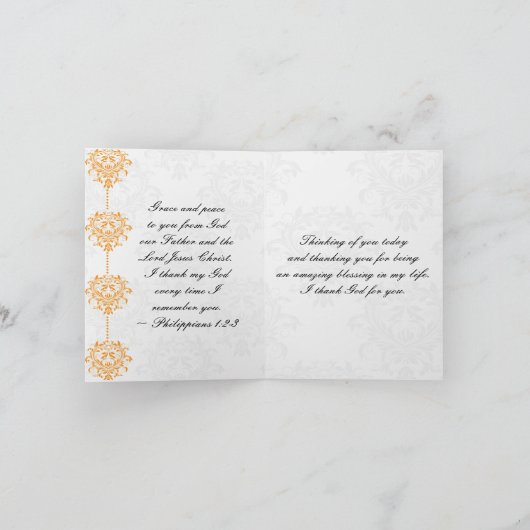 Philippians 1:2-3 Grace en Vrede voor u Manuscript Bedankkaart (Binnen)