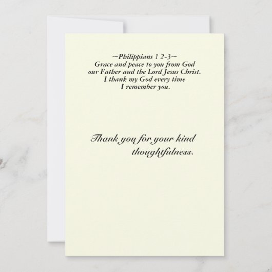 Philippians 1:2-3 Grace en Vrede voor u Manuscript Bedankkaart (Achterkant)