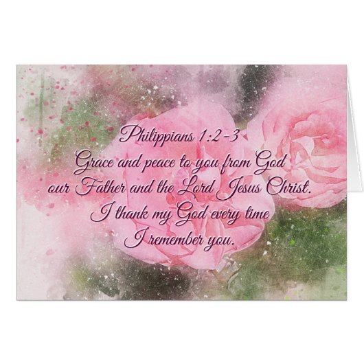 Philippians 1:2 Grace and Peace to you, Roses Card (Voorkant Horizontaal)