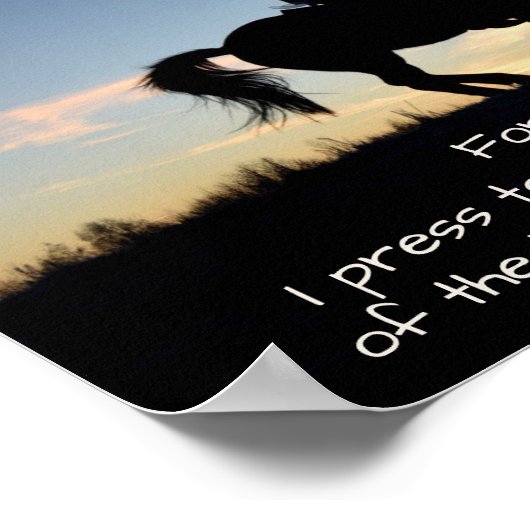 Philippians 3:13-14 I press toward the mark, Horse Poster (Hoek)