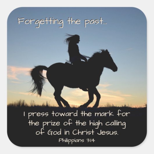 Philippians 3:13-14 I press toward the mark, Horse Vierkante Sticker (Voorkant)
