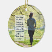 Philippians 3:13-14 Pers naar de hoge roeping Keramisch Ornament (Links)
