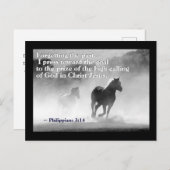 Philippians 3:14 Ik druk op het doel, Paarden Briefkaart (Voorkant / Achterkant)