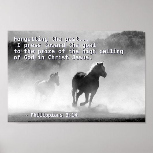 Philippians 3:14 Ik druk op het doel, Paarden Poster (Voorkant)