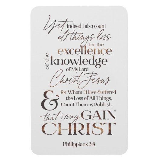Philippians 3:8 Scripts Bronze Typografie Magneet (Verticaal)