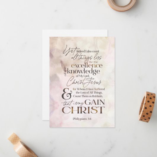Philippians 3:8 Waterverf van scripts Notitiekaartje (Voorkant / Achterkant in situ)