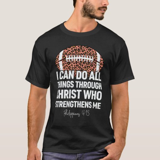 Philippians 413 I Can Do All Things Football Leopa T-shirt (Voorkant)