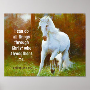 Philippians 4:13 Alles door Christus, Paard Poster