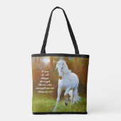 Philippians 4:13 Alles door Christus, Paard Tote Bag (Achterkant)