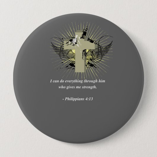 PHILIPPIANS 4:13 Bijbelversie Ronde Button 4,0 Cm (Voorkant)