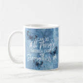 Philippians 4:13 Blauw Floral design Koffiemok (Links)