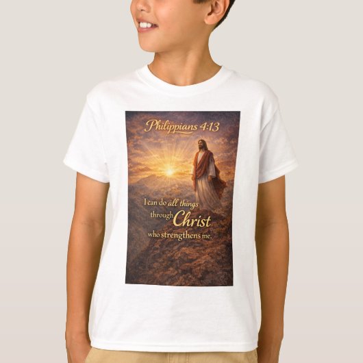 Philippians 4:13 Christelijk Kind T-shirt (Voorkant)