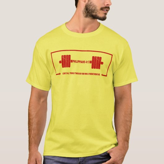 Philippians 4:13 Christian Barbell Strength T-shirt (Voorkant)
