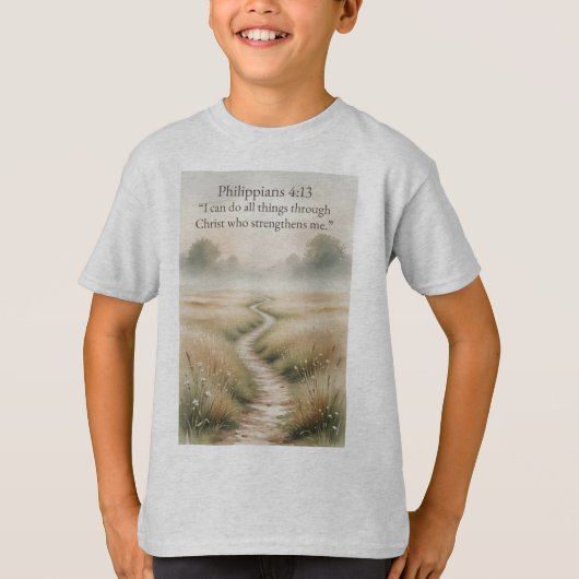 Philippians 4:13 Christian Kid's Tee Shirt (Voorkant)