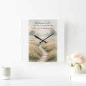 Philippians 4:13 Christian Square Wall Clock Vierkante Klok (Huis)