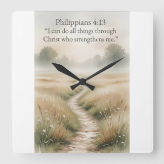 Philippians 4:13 Christian Square Wall Clock Vierkante Klok