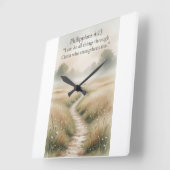 Philippians 4:13 Christian Square Wall Clock Vierkante Klok (Hoek)