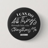 Philippians 4:13 citeert zwarte ver ronde button 5,7 cm (Voorkant)