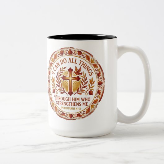Philippians 4:13 Coffee Mug Christian Bible Verse  Tweekleurige Koffiemok (Rechts)