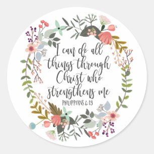 Philippians 4:13 Ik kan alles doen Ronde Sticker