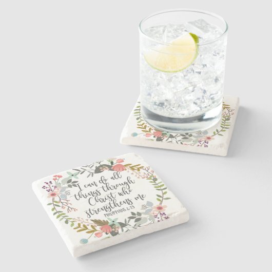 Philippians 4:13 Ik kan alles doen Stenen Onderzetter (Zijkant)