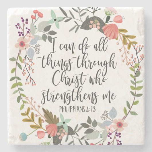 Philippians 4:13 Ik kan alles doen Stenen Onderzetter (Voorkant)