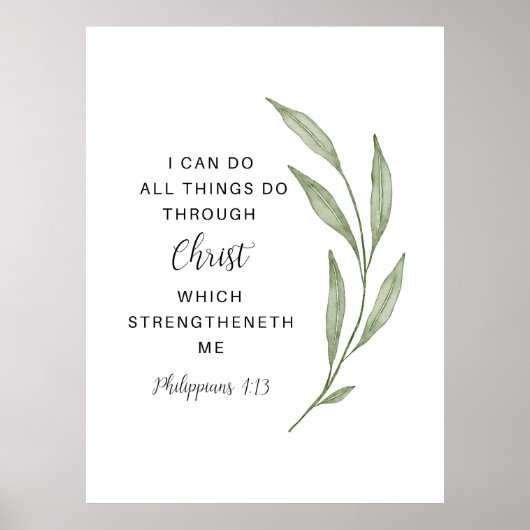 Philippians 4:13 Kunst van de Schrift Poster (Voorkant)