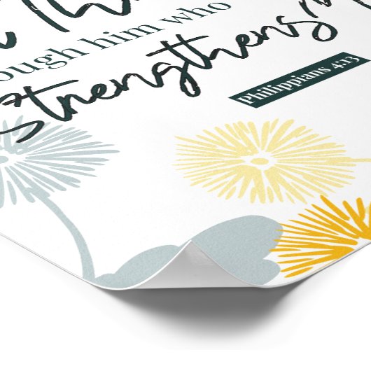 Philippians 4:13 met lichtwitte veter poster (Hoek)