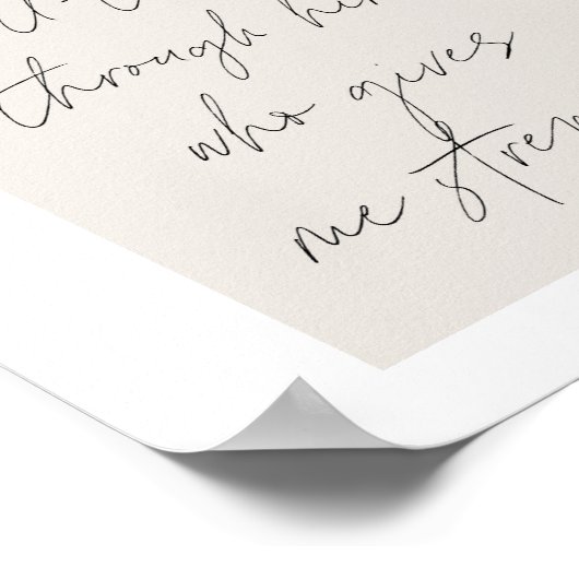 Philippians 4:13 Minimale Boho Beige Arch Script Poster (Hoek)