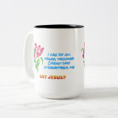 Philippians 4:13 Mug Tweekleurige Koffiemok (Voorkant links)