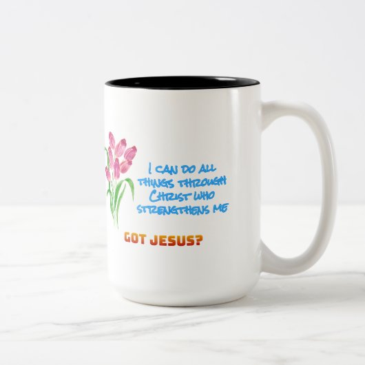 Philippians 4:13 Mug Tweekleurige Koffiemok (Rechts)